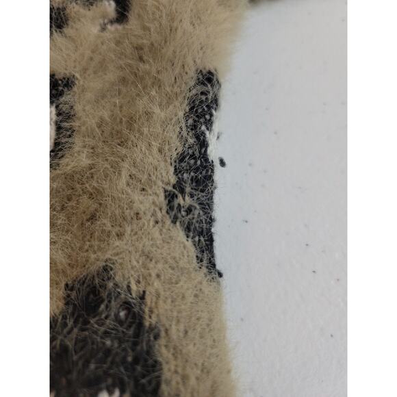 Cozy Co Tan Leopard Print Open Pockets Fuzzy Cardigan Sweater Women's Size 1X/2X - Picture 8 of 9